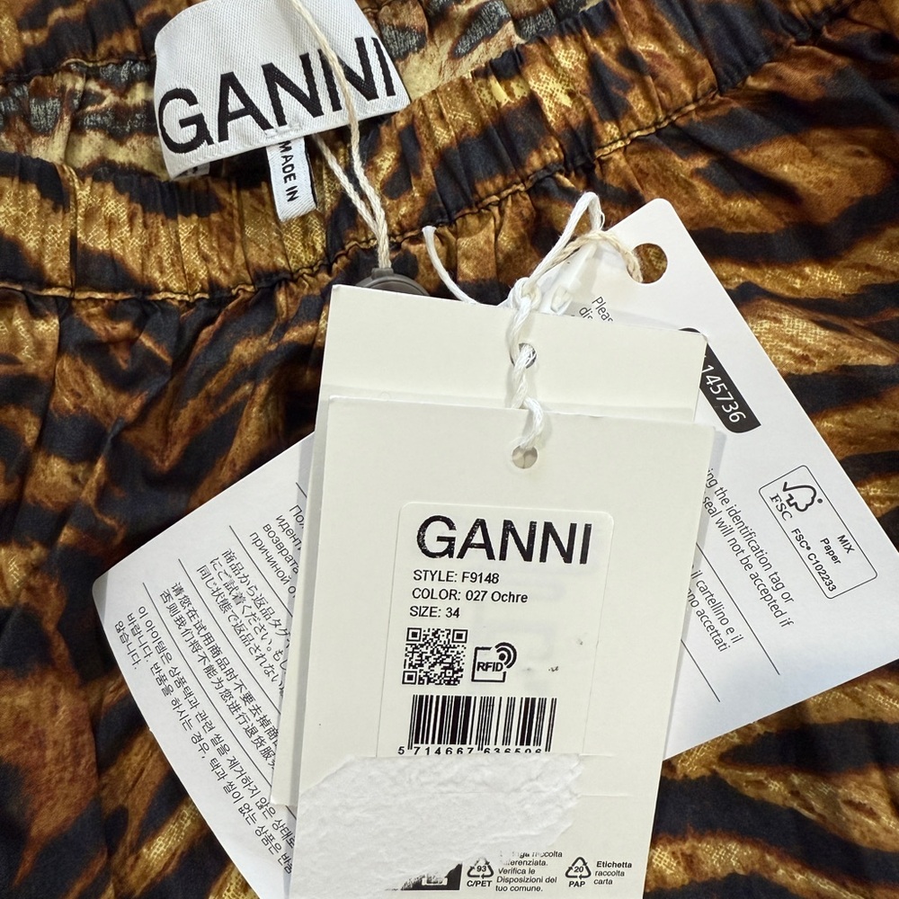 GANNI Tiger Printed Elasticated Maxi Skirt